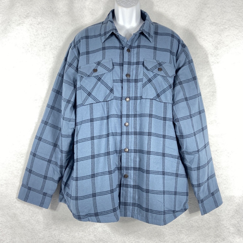 Wrangler Flannel Shirt Men's XL  Blue Sherpa Lining Long Sleeve Plaid NWT